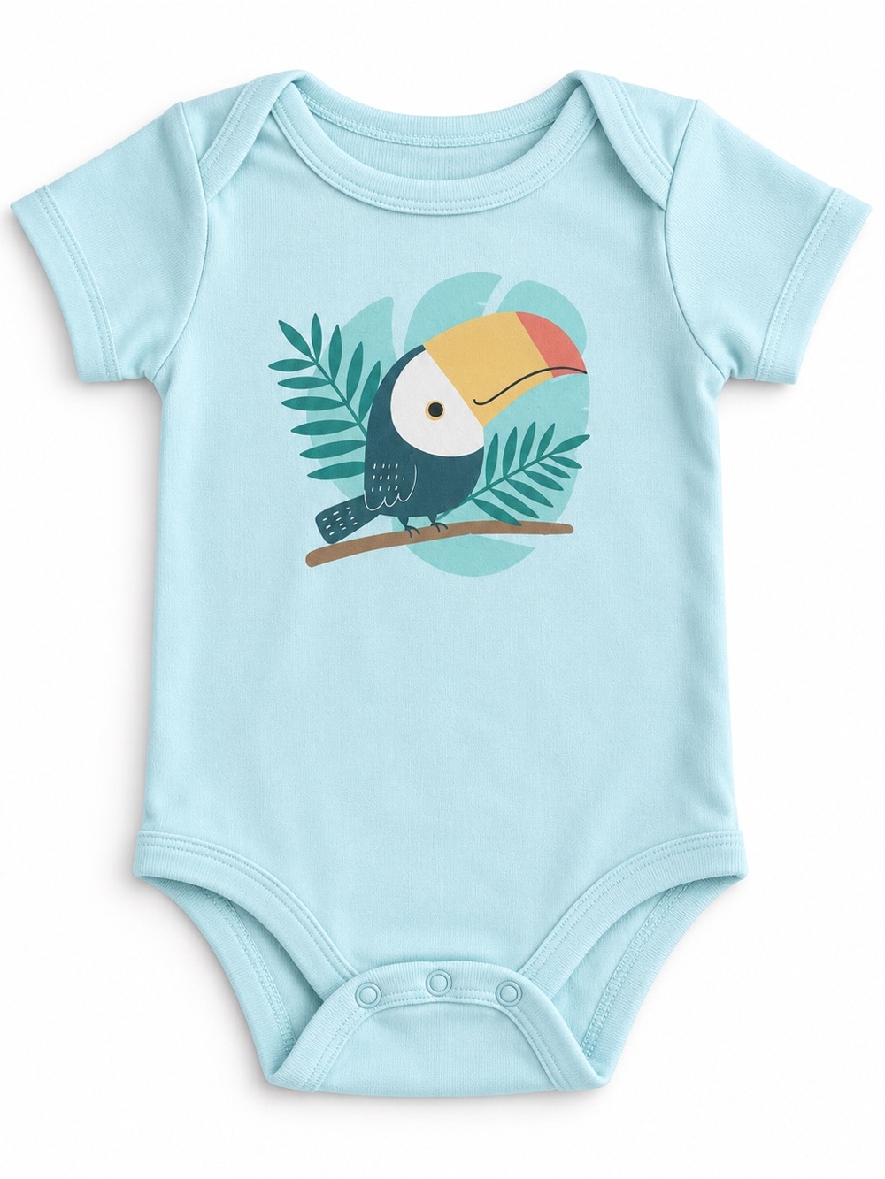 Toucan Graphic Baby Bodysuit in Light Blue